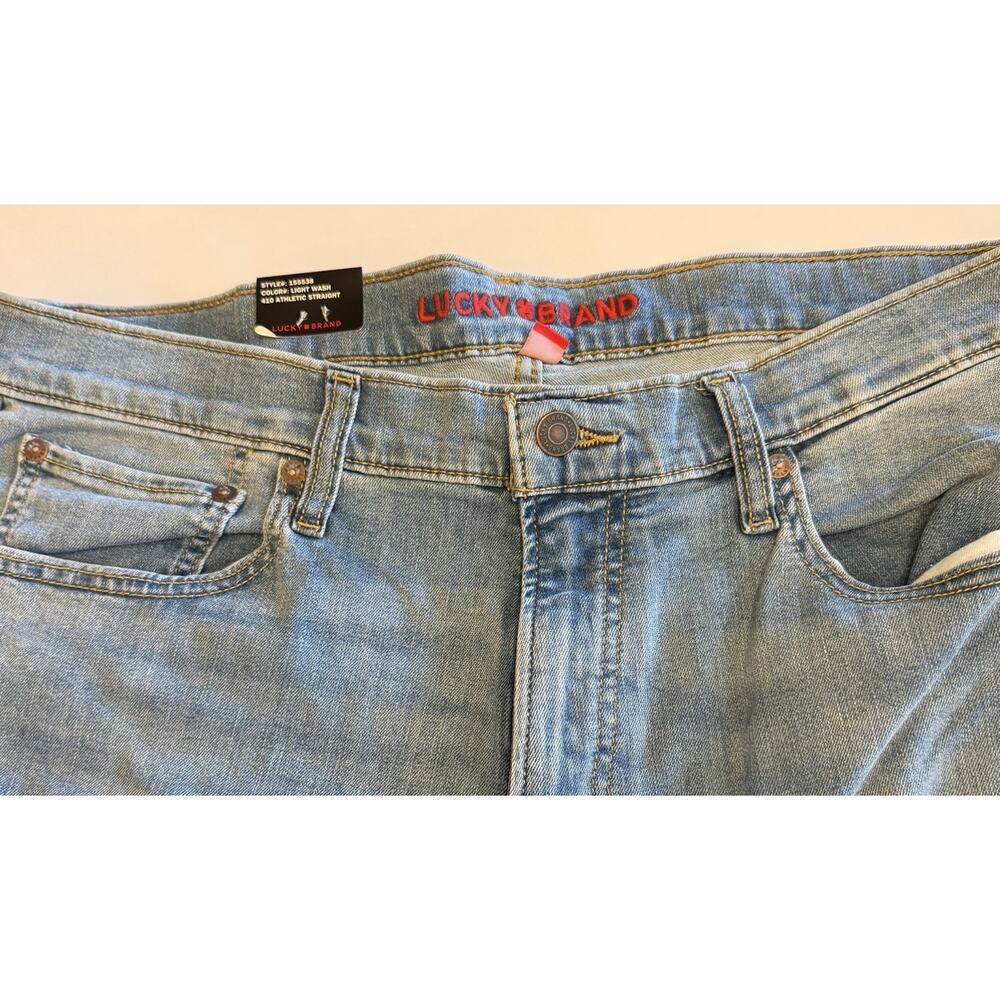Lucky Brand 410 Athletic Straight Jeans Men's 36x30 Light Blue Denim (A0134) NWT - Picture 3 of 8